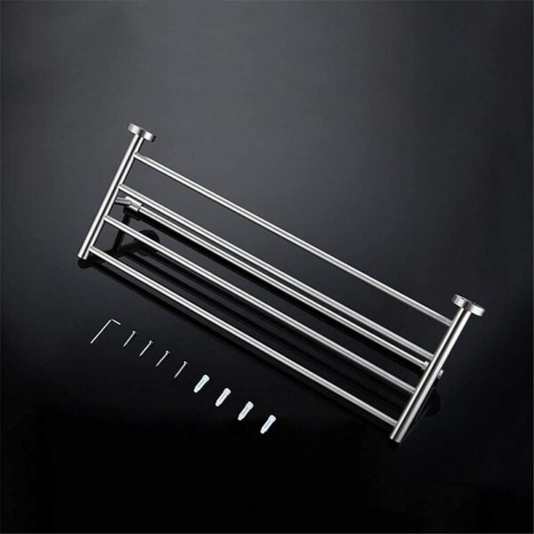 N240 – SS304 MATT , Towel Rack 60cm 7 Matt Towel Rack | 60cm Stainless Steel Tiered Shelf with Lower Drying Bar