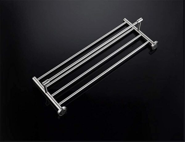 N240 – SS304 MATT , Towel Rack 60cm 8 Matt Towel Rack | 60cm Stainless Steel Tiered Shelf with Lower Drying Bar