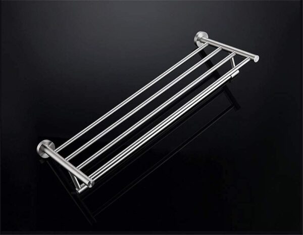 N240 – SS304 MATT , Towel Rack 60cm 9 Matt Towel Rack | 60cm Stainless Steel Tiered Shelf with Lower Drying Bar