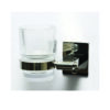 Single Tumbler Holder | Polished Square-Base Wall Rack with Ribbed Glass