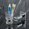 Single Tumbler Holder | Polished Square-Base Wall Rack with Ribbed Glass
