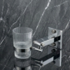 Single Tumbler Holder | Polished Square-Base Wall Rack with Ribbed Glass