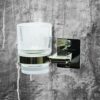 Single Tumbler Holder | Polished Square-Base Wall Rack with Ribbed Glass