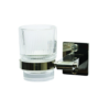 Single Tumbler Holder | Polished Square-Base Wall Rack with Ribbed Glass