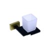 P. Square (SS304) Tumbler Holder | Black & Gold Wall-Mounted Tray with Frosted Square Tumbler