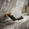 P. Square (SS304) Tumbler Holder | Black & Gold Wall-Mounted Tray with Frosted Square Tumbler