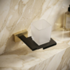 P. Square (SS304) Tumbler Holder | Black & Gold Wall-Mounted Tray with Frosted Square Tumbler