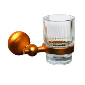 High Density Tumbler Holder | Champagne Gold Wall-Mounted Rack with Ribbed Glass