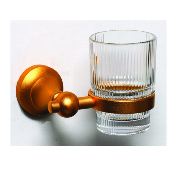 High Density Tumbler Holder | Champagne Gold Wall-Mounted Rack with Ribbed Glass