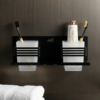 Premium (SS304) Double Tumbler + Toothbrush Holder | Matte Black Dual-Station Organizer