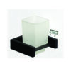 Premium Square Tumbler Holder | Matte Black Wall-Mounted Shelf with Frosted Square Tumbler