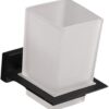 Premium Square Tumbler Holder | Matte Black Wall-Mounted Shelf with Frosted Square Tumbler