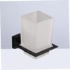 Premium Square Tumbler Holder | Matte Black Wall-Mounted Shelf with Frosted Square Tumbler