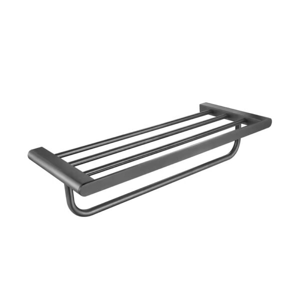 Heavy Duty Towel Rack | 60cm Gun Grey Stainless Steel Storage Shelf and Rail