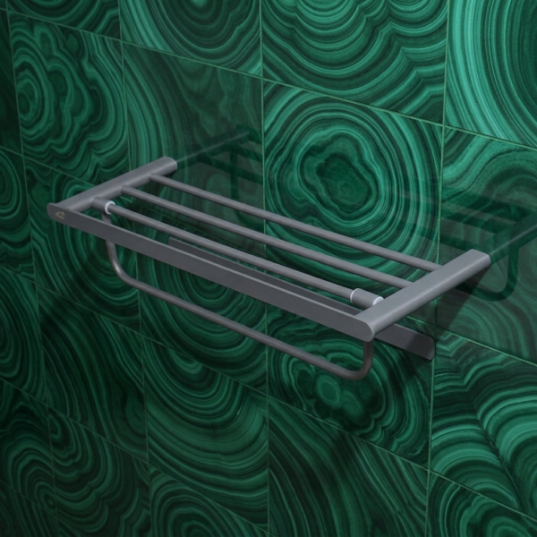 Heavy Duty Towel Rack | 60cm Gun Grey Stainless Steel Storage Shelf and Rail