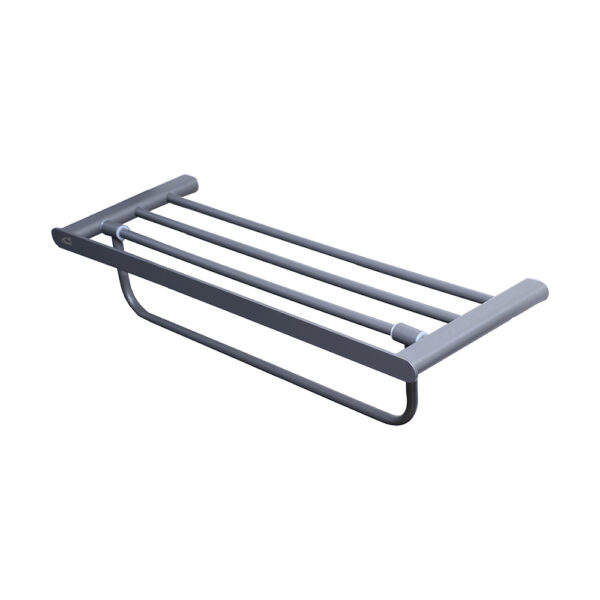 Heavy Duty Towel Rack | 60cm Gun Grey Stainless Steel Storage Shelf and Rail