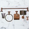 N053 AC – 6 Pieces Bathroom Set – Antique Copper 2 AC Luxury 6-Piece Bathroom Hardware Accessory Set | Antique Copper Metallic Wall-Mounted Set