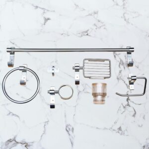 N053 Aluminium – 6pc Bathroom Set ,High Density Aluminium 2 Aluminium Luxury 6-Piece Bathroom Hardware Accessory Set | High-Density Rust-Proof Space Aluminium Wall-Mounted Set