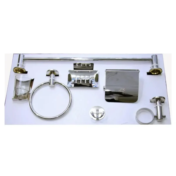 Luxury 6-Piece Bathroom Hardware Accessory Set | Mirror-Chrome Stainless Steel Wall-Mounted Set