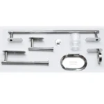 N053 Wide Plate – 6Pc Bathroom Set ( 3m or Screw ) Wide Plate – Mirror Wide Plate Luxury 6-Piece Bathroom Hardware Accessory Set | Dual Install (3M Adhesive or Screw-In) Mirror-Chrome Wall-Mounted Set
