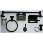 Luxury 6-Piece Bathroom Hardware Accessory Set | Matte Black Stainless Steel Wall-Mounted Set