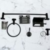 N053B – 6 Pieces Bathroom Set – Black 2 Luxury 6-Piece Bathroom Hardware Accessory Set | Matte Black Stainless Steel Wall-Mounted Set