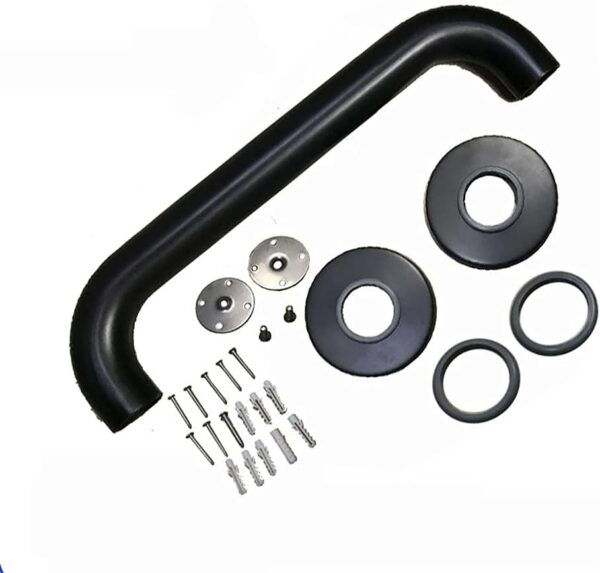 N063B Safety Grab Bar | 25cm x 40cm L-Shaped Matte Black Stainless Steel Support Rail