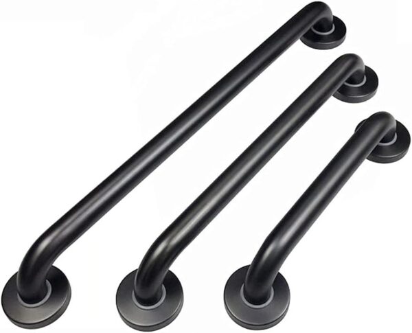N063B Safety Grab Bar | 25cm x 40cm L-Shaped Matte Black Stainless Steel Support Rail