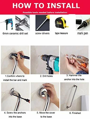 N063B Safety Grab Bar | 25cm x 40cm L-Shaped Matte Black Stainless Steel Support Rail