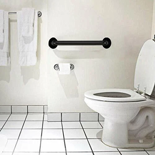 N062B – ( Grab Bar 25cm x 30cm ) 16 N062B Safety Grab Bar | 25cm x 30cm L-Shaped Matte Black Stainless Steel Support Rail