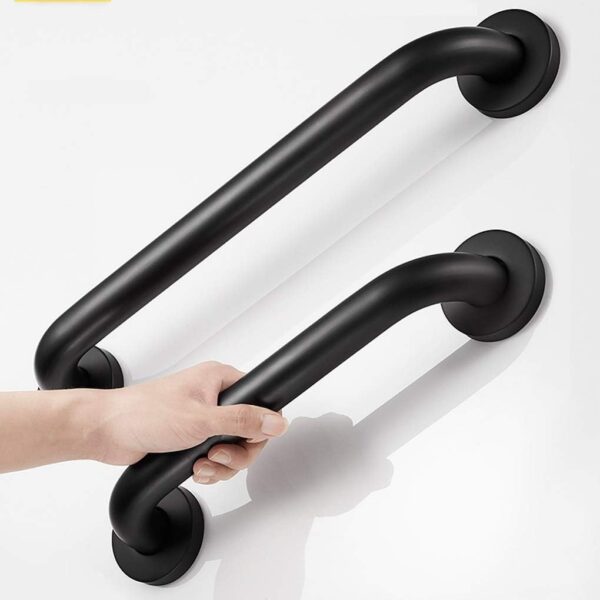N063B Safety Grab Bar | 25cm x 40cm L-Shaped Matte Black Stainless Steel Support Rail