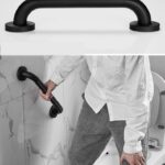 N063B Safety Grab Bar | 25cm x 40cm L-Shaped Matte Black Stainless Steel Support Rail