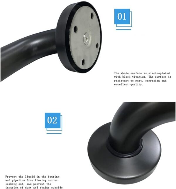 N062B – ( Grab Bar 25cm x 30cm ) 8 N062B Safety Grab Bar | 25cm x 30cm L-Shaped Matte Black Stainless Steel Support Rail