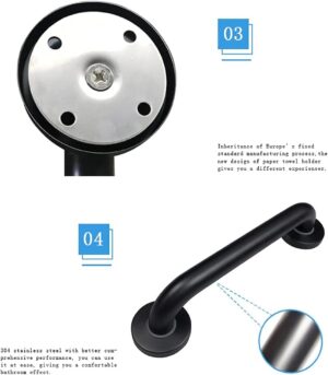 N062B Safety Grab Bar | 25cm x 30cm L-Shaped Matte Black Stainless Steel Support Rail