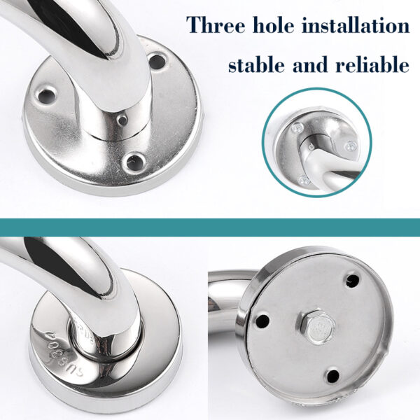 N063 Safety Grab Bar | 25cm x 40cm L-Shaped Anti-Slip Stainless Steel Support Rail