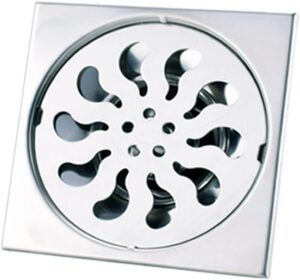 Floor Strainer | 20cm x 20cm Extra-Large Polished Stainless Steel Drainage Grate with Integrated Trap