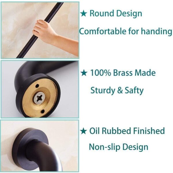 N153B Safety Grab Bar | 50cm Straight Matte Black Stainless Steel Bathroom Support Rail