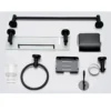 Premium 7-Piece Bathroom Hardware Accessory Set | Matte Black Stainless Steel Wall-Mounted Set with 40cm Floating Glass Shelf