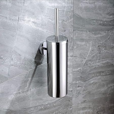 Premium Concealed Toilet Brush | Mirror-Finish Wall-Mounted Extended Canister Set