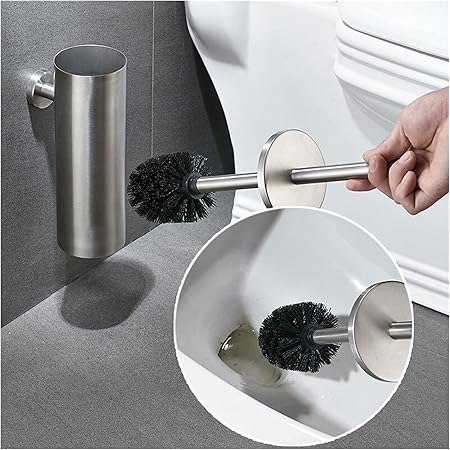 Premium Concealed Toilet Brush | Mirror-Finish Wall-Mounted Extended Canister Set