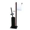 Tissue Holder Stand | 2-in-1 Freestanding Station with Concealed Toilet Brush – Matte Black