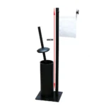 Tissue Holder Stand | 2-in-1 Freestanding Station with Concealed Toilet Brush – Matte Black