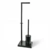 Tissue Holder Stand | 2-in-1 Freestanding Station with Concealed Toilet Brush – Matte Black
