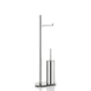 Tissue Holder Stand | 2-in-1 Floor Station with Concealed Toilet Brush – Mirror Finish