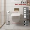 Tissue Holder Stand | 2-in-1 Floor Station with Concealed Toilet Brush – Mirror Finish