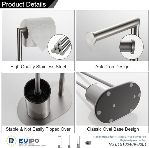 Tissue Holder Stand | 2-in-1 Floor Station with Concealed Toilet Brush – Mirror Finish