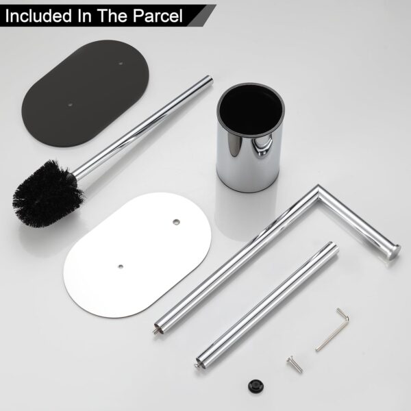 Tissue Holder Stand | 2-in-1 Floor Station with Concealed Toilet Brush – Mirror Finish
