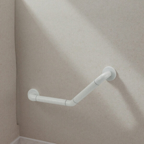 N322 – Heavy duty V- shaped handrail (BDIA 35MM, ABS+SS) 3 N322 Heavy-Duty V-Shaped Safety Handrail | 35mm Diameter ABS & Stainless Steel Angled Corner Grab Bar