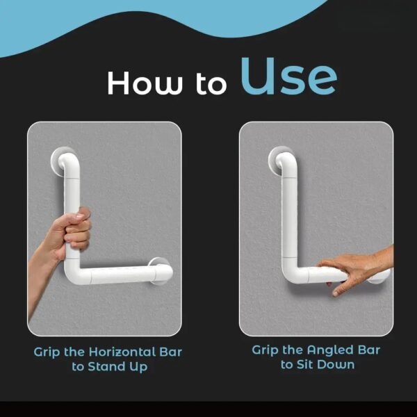 N323 – Heavy duty L-Shaped handrail (DIA -35MM,ABS+SS) 14 N323 Heavy-Duty L-Shaped Safety Handrail | 35mm Diameter ABS & Stainless Steel Corner Grab Bar