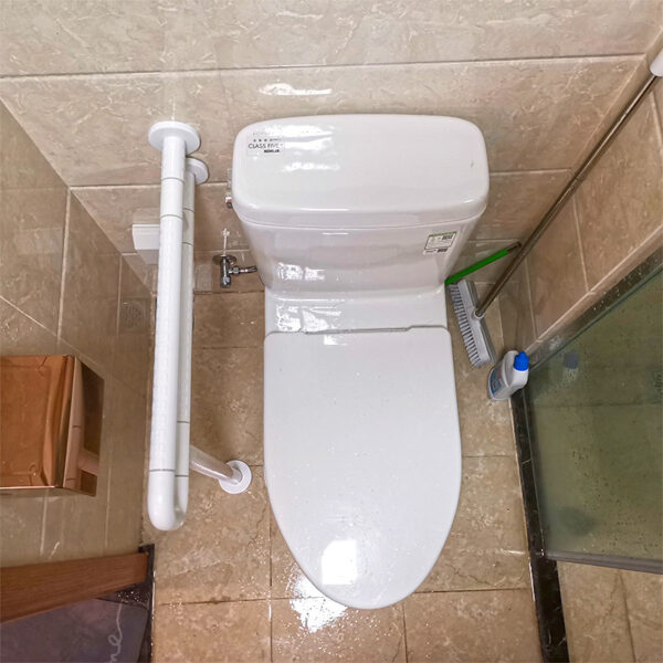 N324 Heavy-Duty Floor-Mounted Safety Handrail | U-Shaped Toilet Grab Bar with Support Stand